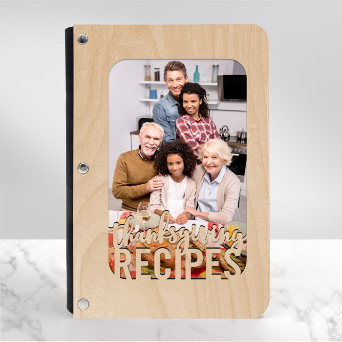 "Thanksgiving Recipes" Personalized Wood Recipe Book