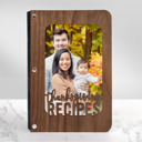 Walnut (Dark Wood) Not Personalized "Thanksgiving Recipes" Personalized Wood Recipe Book