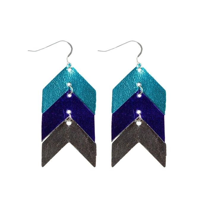 Team Color Leather Earrings - Handmade Sports Fan Jewelry - Customizable Leather Earrings in Your Team's Colors