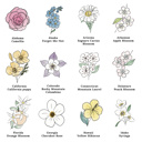  Custom State Flower Bouquet Print up to 8 Flowers