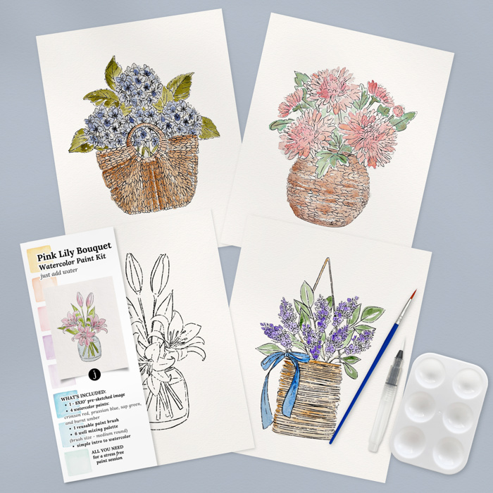Flower Bouquet Watercolor Paint Kits | 12 Options
