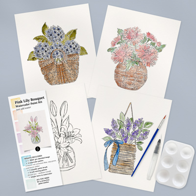 Flower Bouquet Watercolor Paint Kits | 12 Options