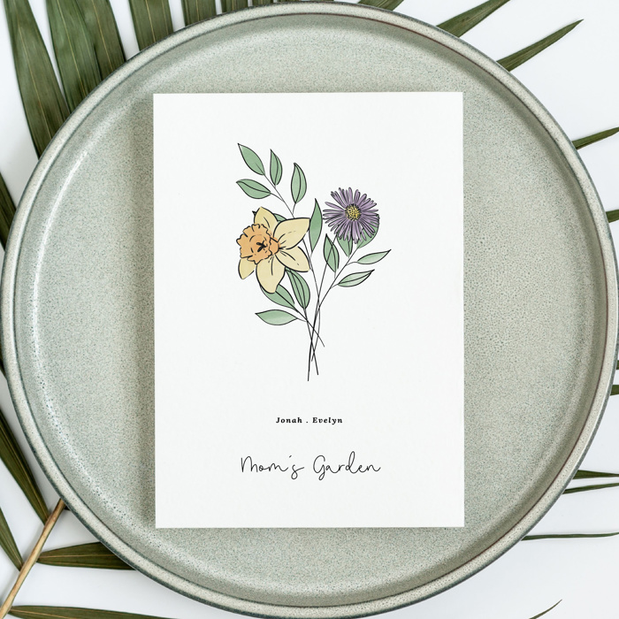 Birth Flower Bouquet Print | Up to 5 Flowers