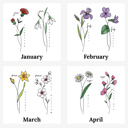  Birth Flower Bunch Print | Up to 6 Flowers