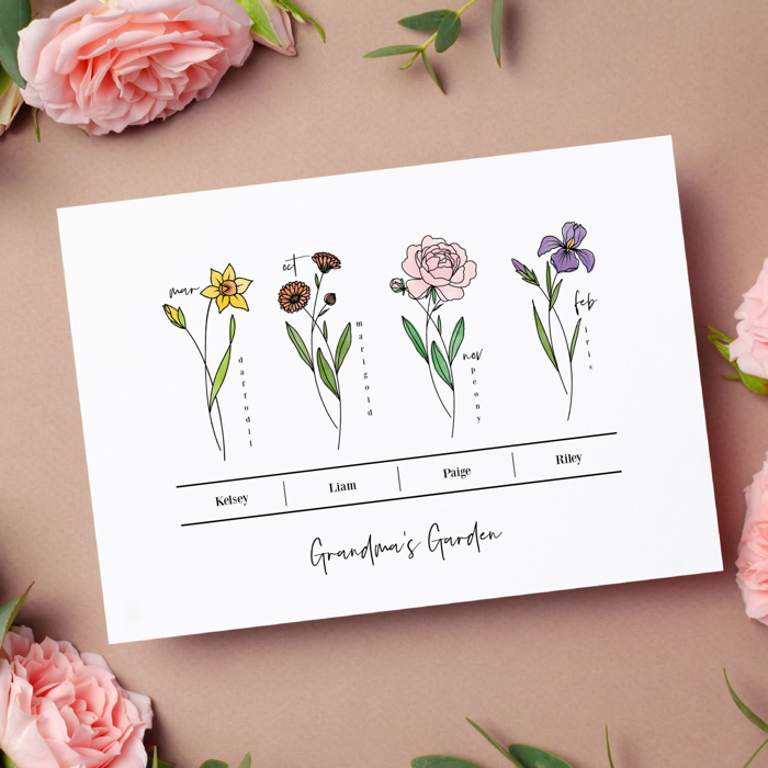 Birth Flower Bunch Print | Up to 6 Flowers
