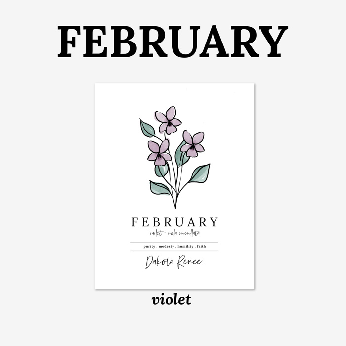 Personalized Name Birth Flower Print | Hand Illustrated