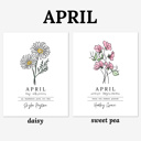  Personalized Name Birth Flower Print | Hand Illustrated