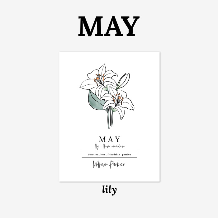Personalized Name Birth Flower Print | Hand Illustrated