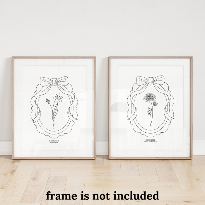 Birth Flower Prints | 2 Pk Simple Sketch Floral Wall Decor