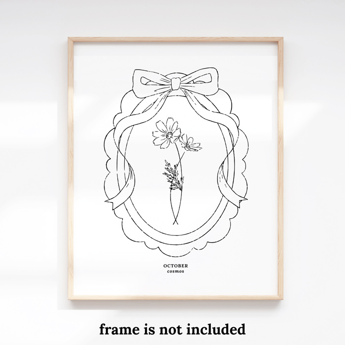 Birth Flower Prints | 2 Pk Simple Sketch Floral Wall Decor