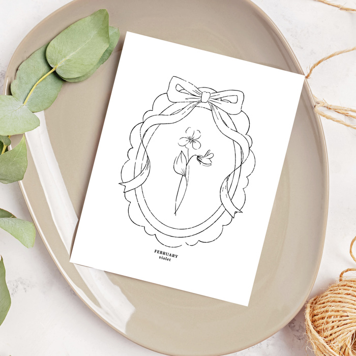 Birth Flower Prints | 2 Pk Simple Sketch Floral Wall Decor