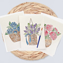  Paintable Cards + Envelopes | 3 Pre-Sketched 5X7" Basket of Flowers | All In One Paint Kit