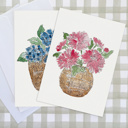  Paintable Cards + Envelopes | 3 Pre-Sketched 5X7" Basket of Flowers | All In One Paint Kit