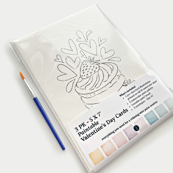 3 PK Paintable 5X7" Cards + Envelopes | Sweet Watercolor Paint Kit