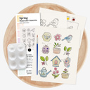 Standard Brush - Blue Spring Watercolor Paint Kit | All In One Art Gift Set | Just Add Water