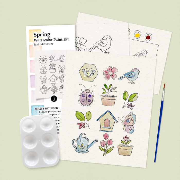 Spring Watercolor Paint Kit | All In One Art Gift Set | Just Add Water