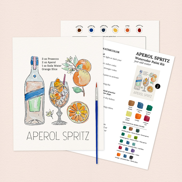 Aperol Spritz Cocktail Paint Kit | Just Add Water Art Set 