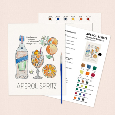 Aperol Spritz Cocktail Paint Kit | Just Add Water Art Set 