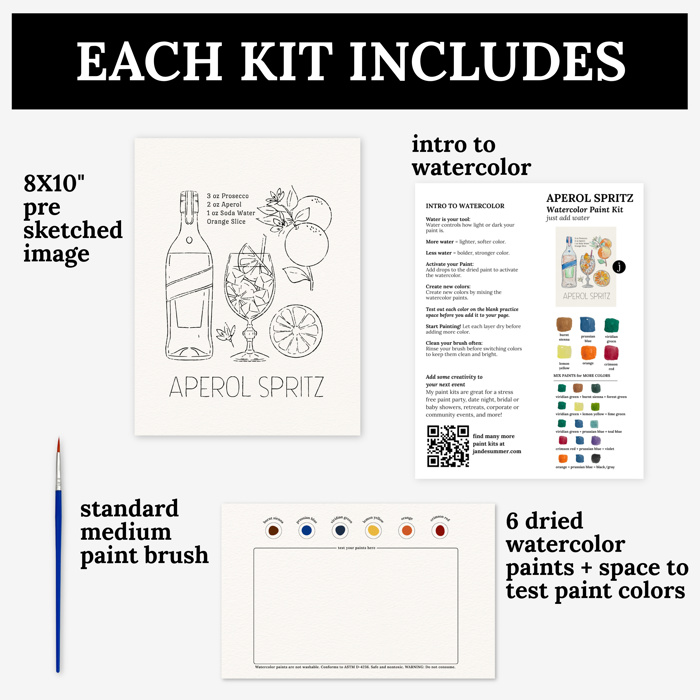 Aperol Spritz Cocktail Paint Kit | Just Add Water Art Set 