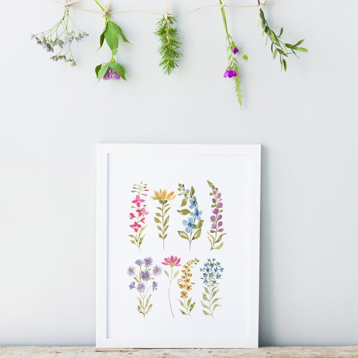 Alpine Wildflower Meadow | Painted Watercolor Art Print