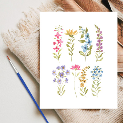 Alpine Wildflower Meadow | Painted Watercolor Art Print