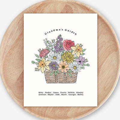 Birth Flower Bouquet Art Print | Add Up to 12 Flowers & Names