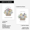  Birth Flower Bouquet Art Print | Add Up to 12 Flowers & Names