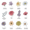  Birth Flower Bouquet Art Print | Add Up to 12 Flowers & Names