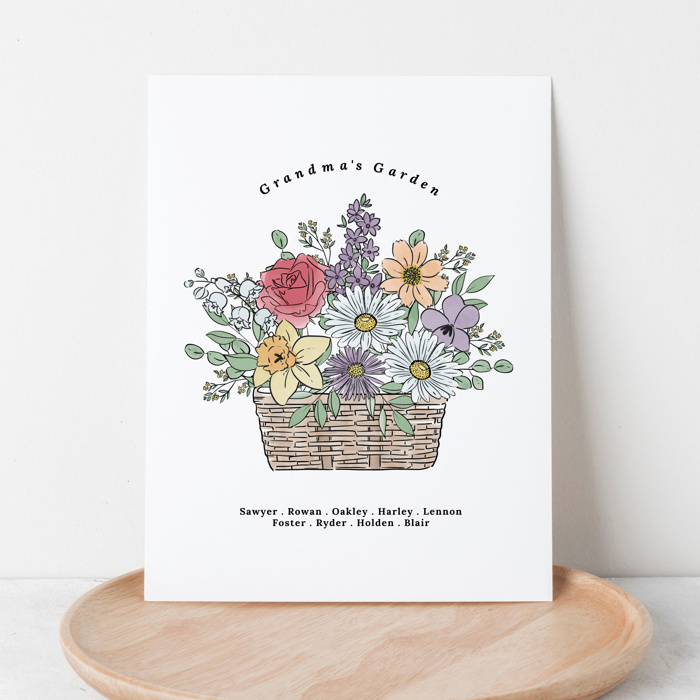 Birth Flower Bouquet Art Print | Add Up to 12 Flowers & Names