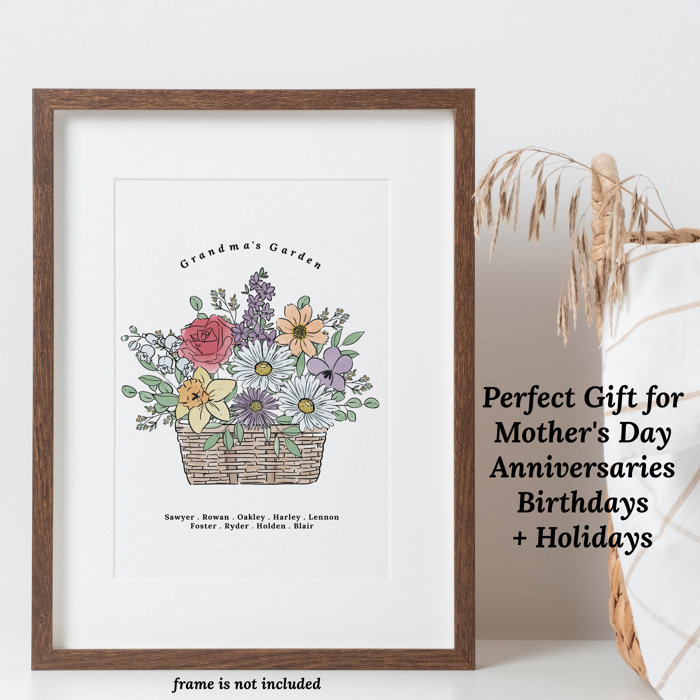 Birth Flower Bouquet Art Print | Add Up to 12 Flowers & Names