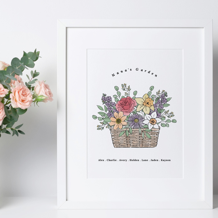 Birth Flower Bouquet Art Print | Add Up to 12 Flowers & Names
