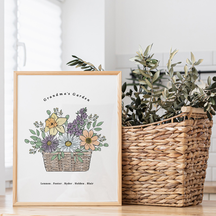 Birth Flower Bouquet Art Print | Add Up to 12 Flowers & Names