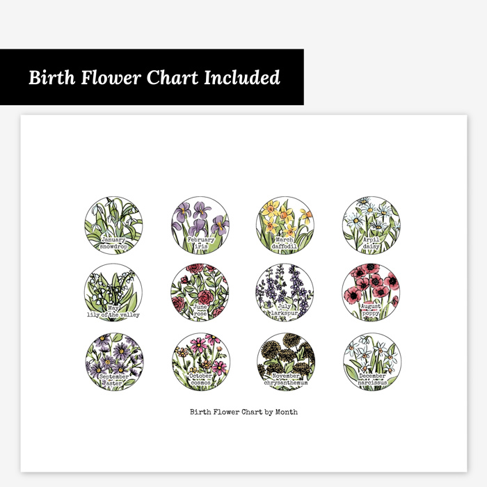 Birth Flower Garden Art Print | Up to 8 Flowers