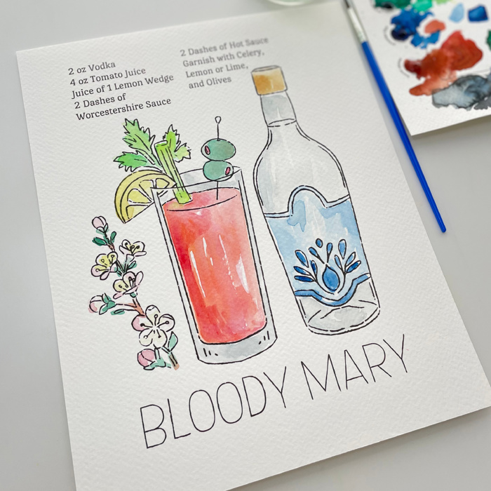 Bloody Mary Cocktail Paint Kit | Just Add Water Art Set 