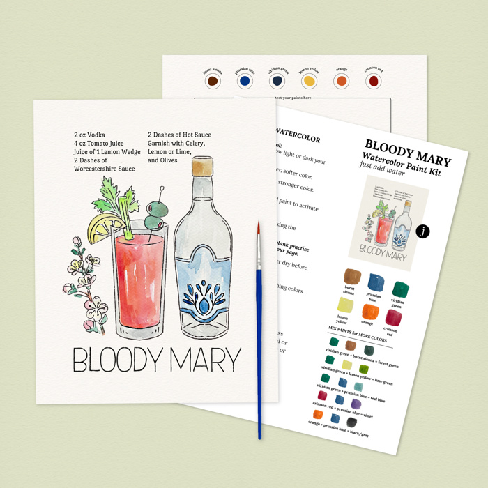 Bloody Mary Cocktail Paint Kit | Just Add Water Art Set 