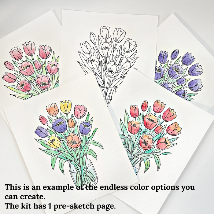Tulip Bouquet Watercolor Paint Kit | Just Add Water 