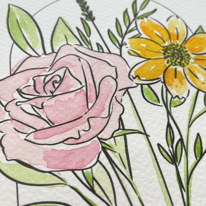 Hand Painted Couples Birth Flower Bouquet | Personalized Watercolor Wedding Gift