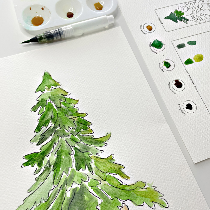 You Pick Winter Holiday Watercolor Kits 11 Options | Pre-Sketched Christmas Art Sets