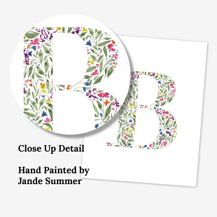 Watercolor Floral Summit Monogram Initial Art Print