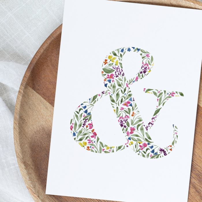 Watercolor Floral Summit Monogram Initial Art Print