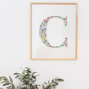  Watercolor Floral Summit Monogram Initial Art Print