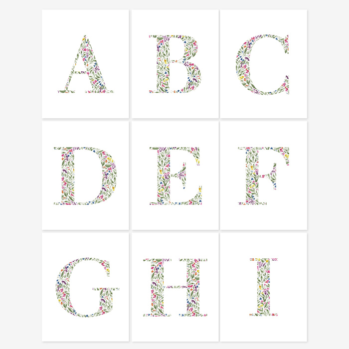 Watercolor Floral Summit Monogram Initial Art Print