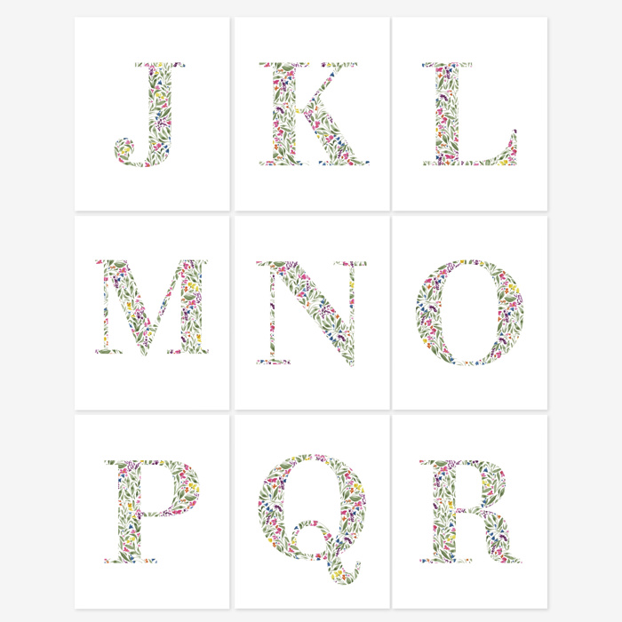 Watercolor Floral Summit Monogram Initial Art Print