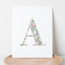  Watercolor Floral Summit Monogram Initial Art Print