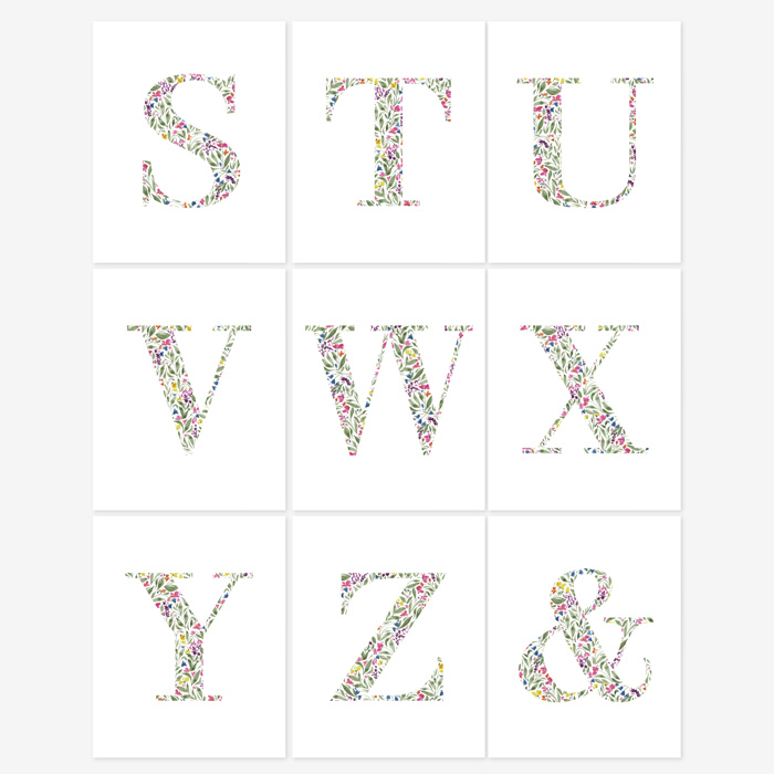 Watercolor Floral Summit Monogram Initial Art Print