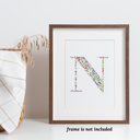  Watercolor Floral Summit Monogram Initial Art Print