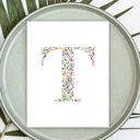  Watercolor Floral Summit Monogram Initial Art Print