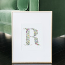  Watercolor Floral Summit Monogram Initial Art Print