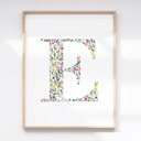  Watercolor Floral Summit Monogram Initial Art Print