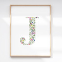  Watercolor Floral Summit Monogram Initial Art Print